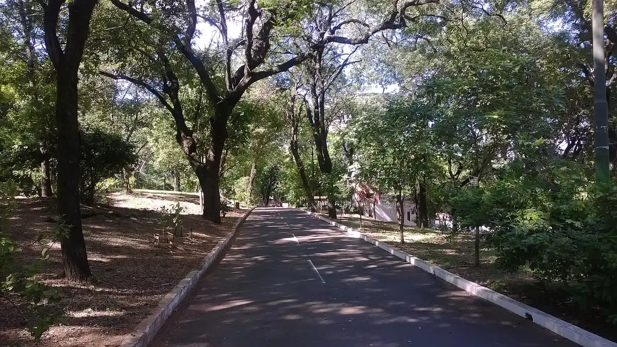 Een wandelpad in een park in Asunción, Paraguay